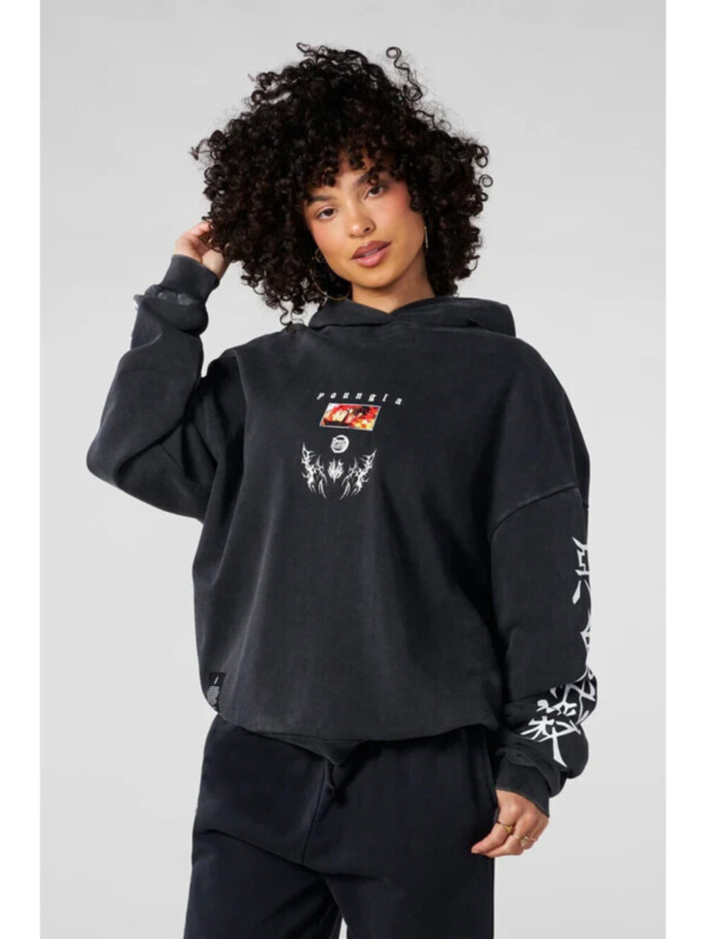 YoungLA Womens Small- W567 - Demon Slayer Women's Hoodie -Hinokami Kagura